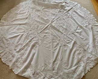 Vintage Lace Tablecloth - 73.5": $45