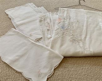 Lot of Linen Tablecloth and (12) Napkins: $28