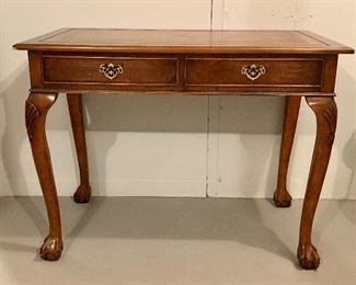 Item 119: (2) Drawer Desk, Leather Top, with (2) Faux Drawers in the Back - 42"l x 23.75"w x 31.75"h: $425