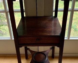 Item 113: Antique Stand for Plate, 2 Cups - 13"l x 13"w x 31"h: $145