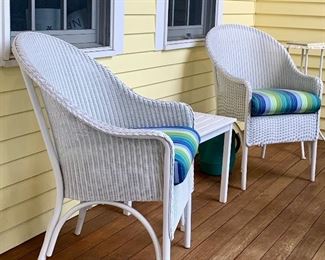 Item 73: (4) Wicker Chairs - 21.25"l x 20"w x 35.5"h: $125 each with cushion