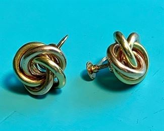 Item 80: 14K Tri-Colored Screw Back Earrings: $350