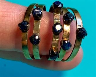 Item 78: 14K & Sapphire Antique Sectioned Ring: $350