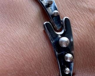 Lot 11: Vintage Taxco Signed Sigi Mexico, with safety chain: $95