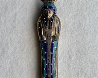 Lot 16: Antique Egyptian Scarab Pin and Pendant: $95