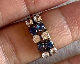 Jewelry 7: Antique faux blue and white rhinestone ring: $12