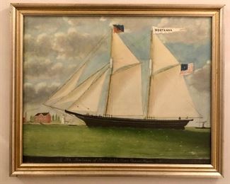 Schooner Montana of Barnstable; Prince Bearse, Master, a.k.a The Schooner Montana - 28.5" x 23.75": $150