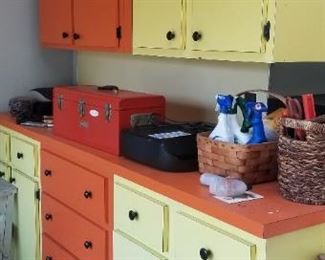 Fabulous 70s cabinetry - perfect for a craft room or she shed