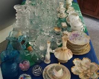 Lovely hand-painted porcelain, cut glass, stemware & more