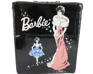 Vintage 1962 Barbie Black Vinyl Trunk Case