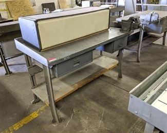 Work Table With Craftsman Clamp And Overhead Storage Bin