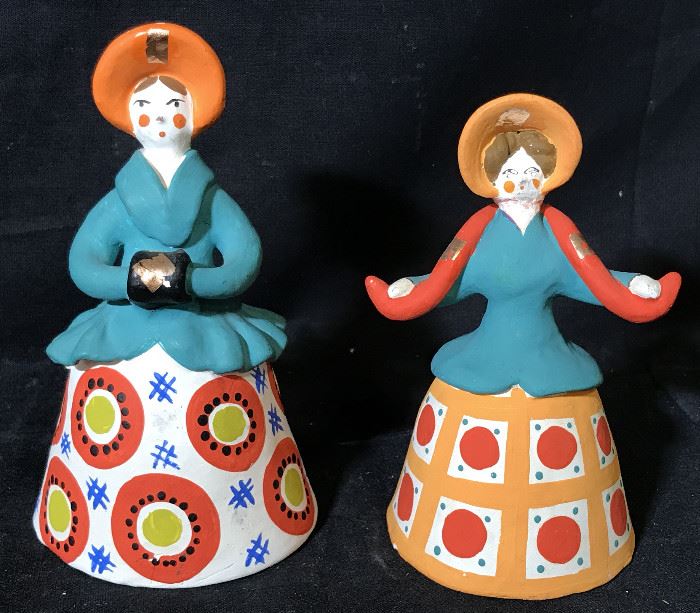 Collection of Painted Ceramic Russian Figurines