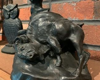 Buffalo by CM Russell, Frederick Remington, bronze