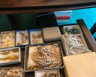 Huge table filled with high end Vintage Jewelry