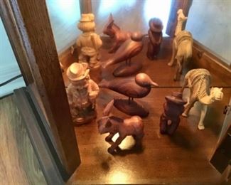 Signed wood figurines 