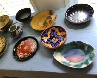 Pottery & tole dish