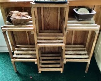 Shelf, wood, pots