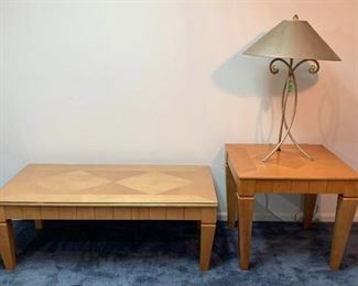 Birch Sofa Table, End Table and Lamp