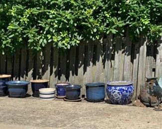Outdoor Blue Planting Pots