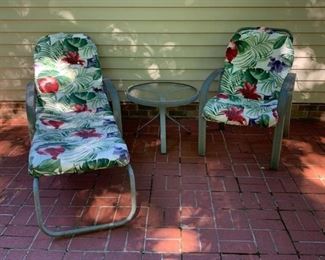 Outdoor Patio Chaise Lounge, Chair, and Table