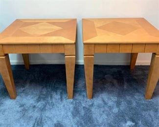 Pair of Inlay Birch End Tables