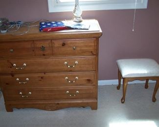 FOUR-DRAWER CHEST & STOOL