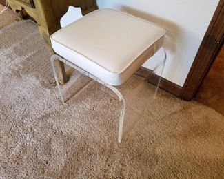 Vintage lucite vanity stool w/ padded swivel seat