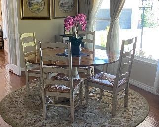 Glabmans breakfast table with fold down sides and 6 chairs