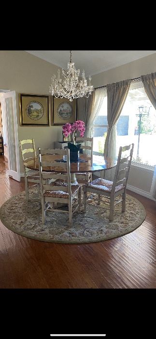 Glabmans breakfast table with fold down sides and 6 chairs