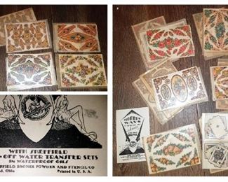 Vintage Sheffield Bronze Powder and Stencil Co. decorative slide-off water transfers $4 ea packet. Now $2 ea packet