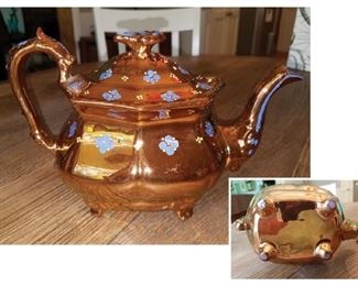 Vintage copper lustreware teapot 10"w x 6.25"h (no name) $15. Now $7.50
