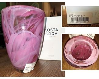 Kosta Boda Atoll vase pink with box Anna Ehrner $65
