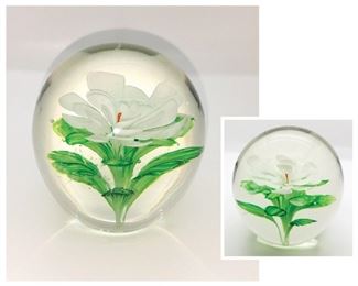 Murano flower glass paperweight (minor scratch) $10