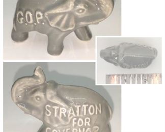 Vintage GOP Stratton for Governor 2.5" ceramic elephant $5. Now $2.50