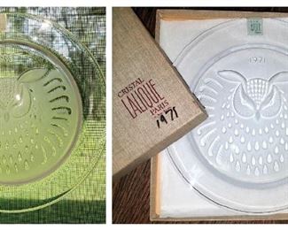 Lalique Owl plate in original box $15. Now $7.50