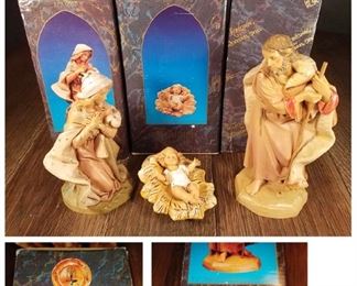Vintage Fontanini Holy family Mary, Jesus and Joseph figurines with boxes $25