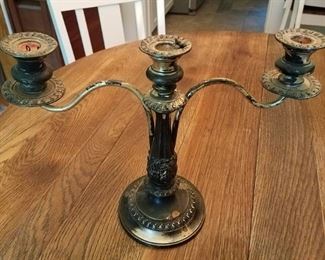 Vintage silverplate 3 arm candleabra 15"w x 11"h $30. Now $15