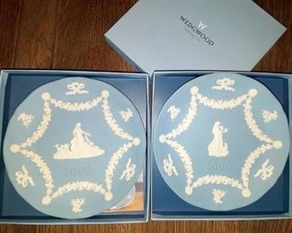 Vintage Wedgwood Jasperware blue white plates 2000, 2002 $15 pair. Now $7.50 pair