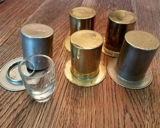 Vintage shot glass in metal container Germany $3 ea. Now $1.50 ea