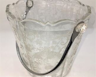 Fostoria (?) etched glass 5.5" ice bucket $25. Now $12.50