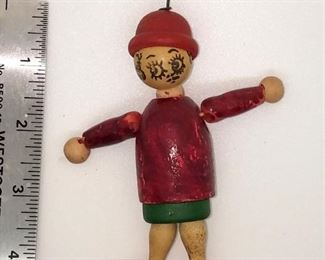 Vingage 4.5" hand painted wood boy ornament $4. Now $2