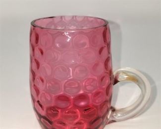 Vintage 3.5" cranberry glass mug $5. Now $2.50