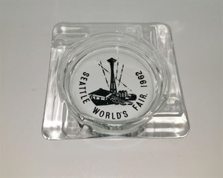 Seattle World's Fair 4" clear glass ashtray $9. Now $4.50