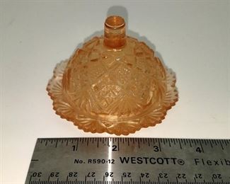 Vintage 3.5" depression glass gold round butter dish with dome lid $15. Now $7.50