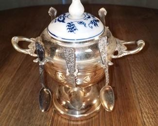 vintage silverplate sugar bowl with spoons (no lid) $15. Now $7.50