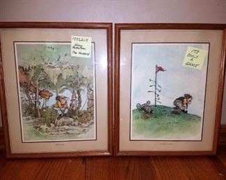 Gary Patterson framed golf art 17.5" x 21.5 "The Hazard" and "It's Only A Game" $24 pair. Now $12 pair