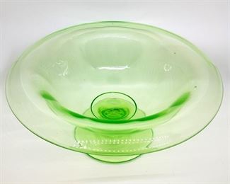 Vintage hand blown green glass footed candy dish 9.5"w $8. Now $4