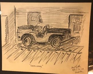 BOOK OF CHARCOL SKETCHES DATED DURING WWII - OVER A DOZEN DRAWINGS