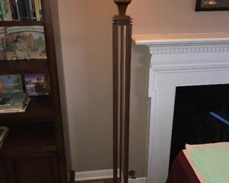 Mission Style Standing Lamp with stained glass