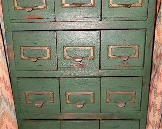 Antique Handmade Mini Filing Card System 